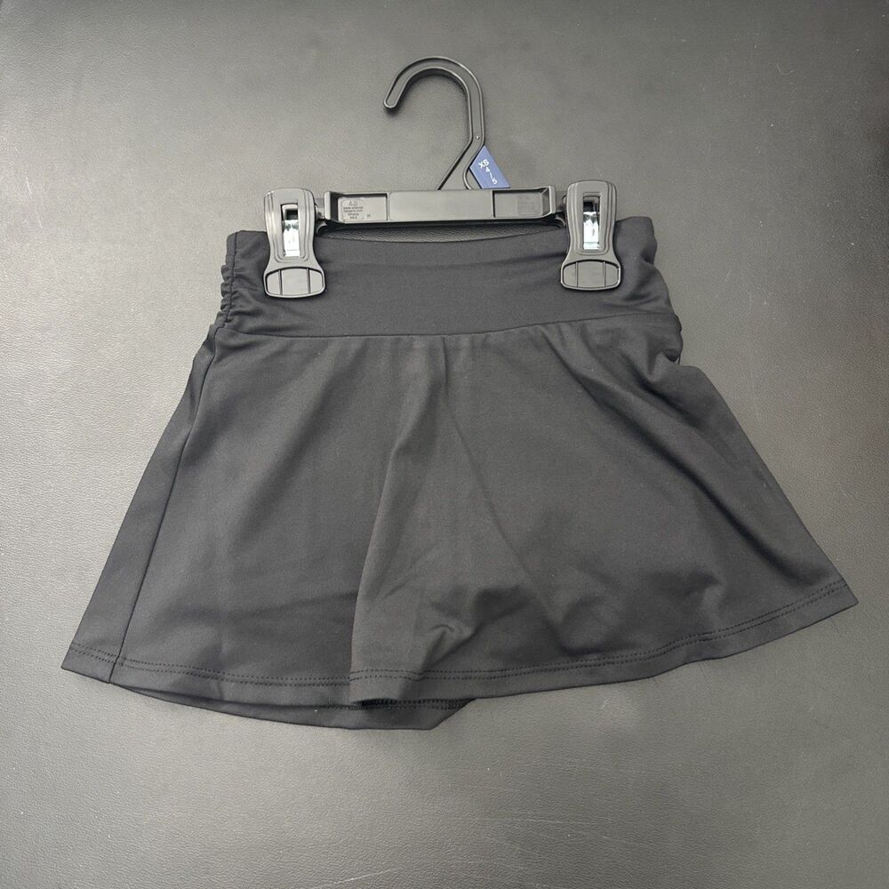 Girls Athletic Works Black Athletic Skort Skirt XS 4-5 UPF 30 Built-In Short NWT